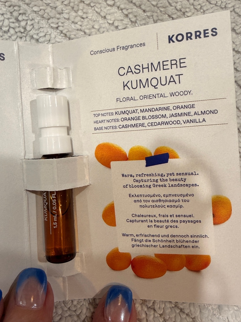 KORRES Cashmere Kumquat Eau de Toilette Fragrance Sample NEW